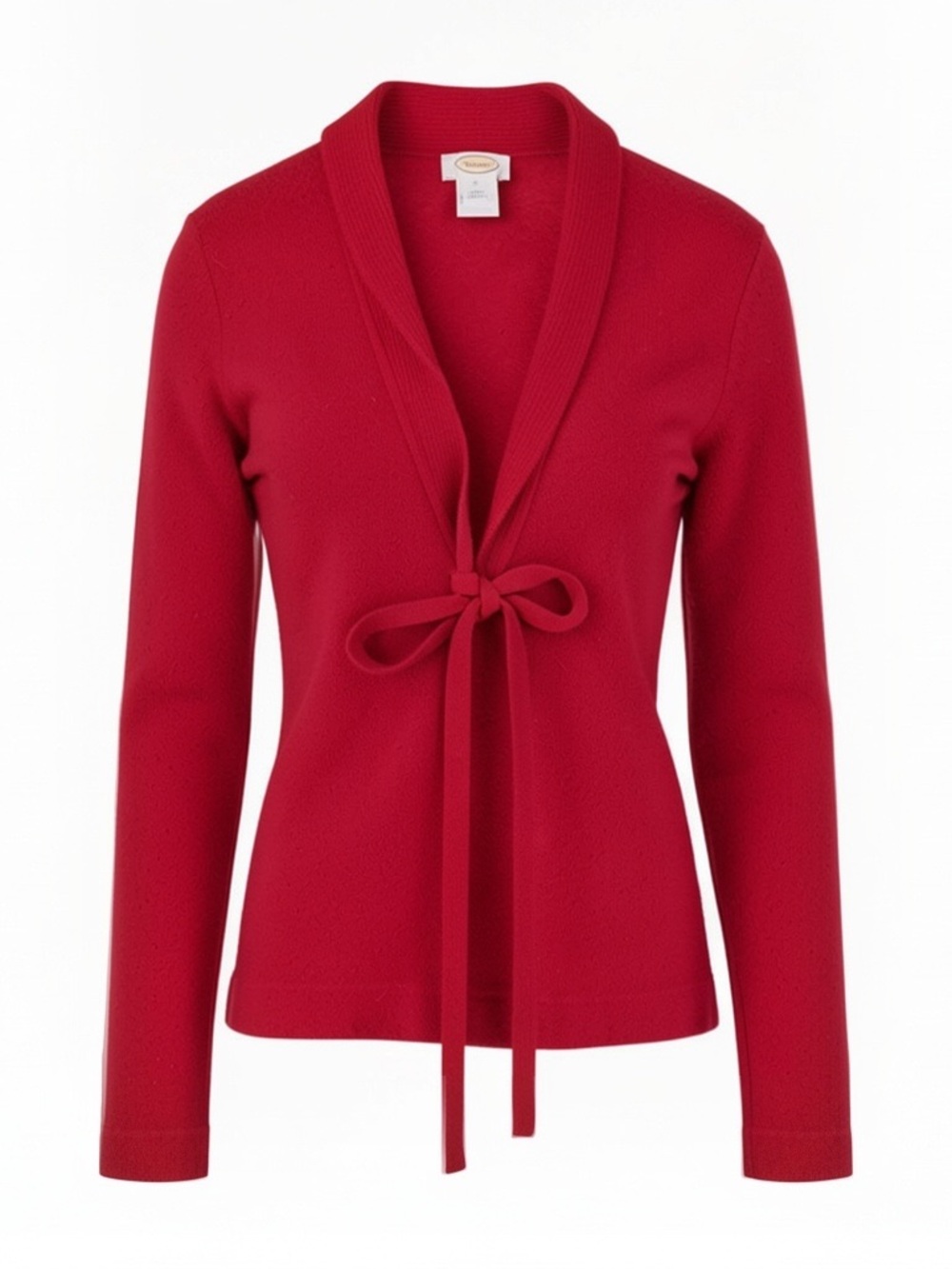 Talbots Wool Red Tie-Front Shawl Collar Cardigan
